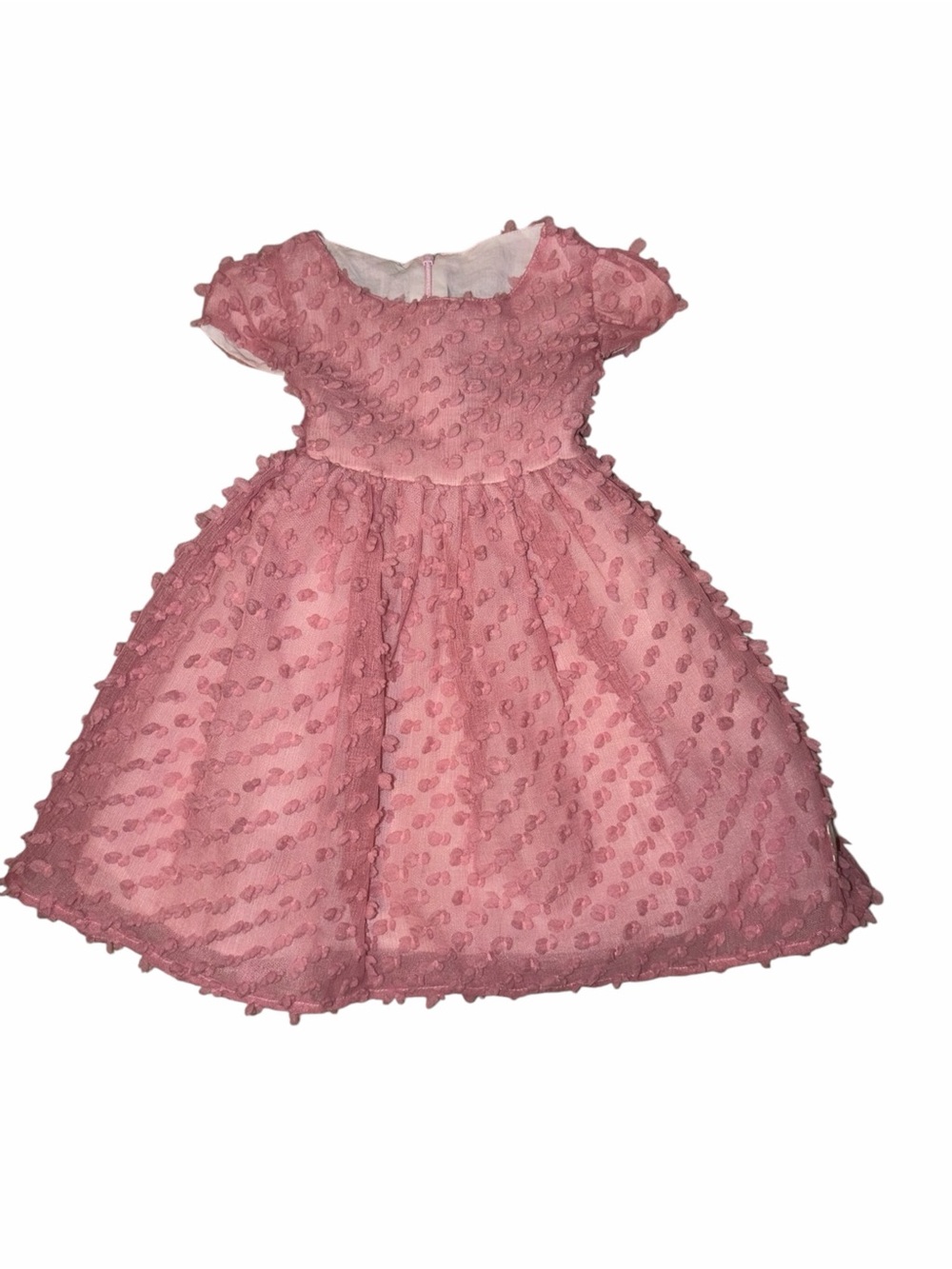 EUC Caroline Kate Textured Pink Party Dress Girls 4T Black Velvet Bow